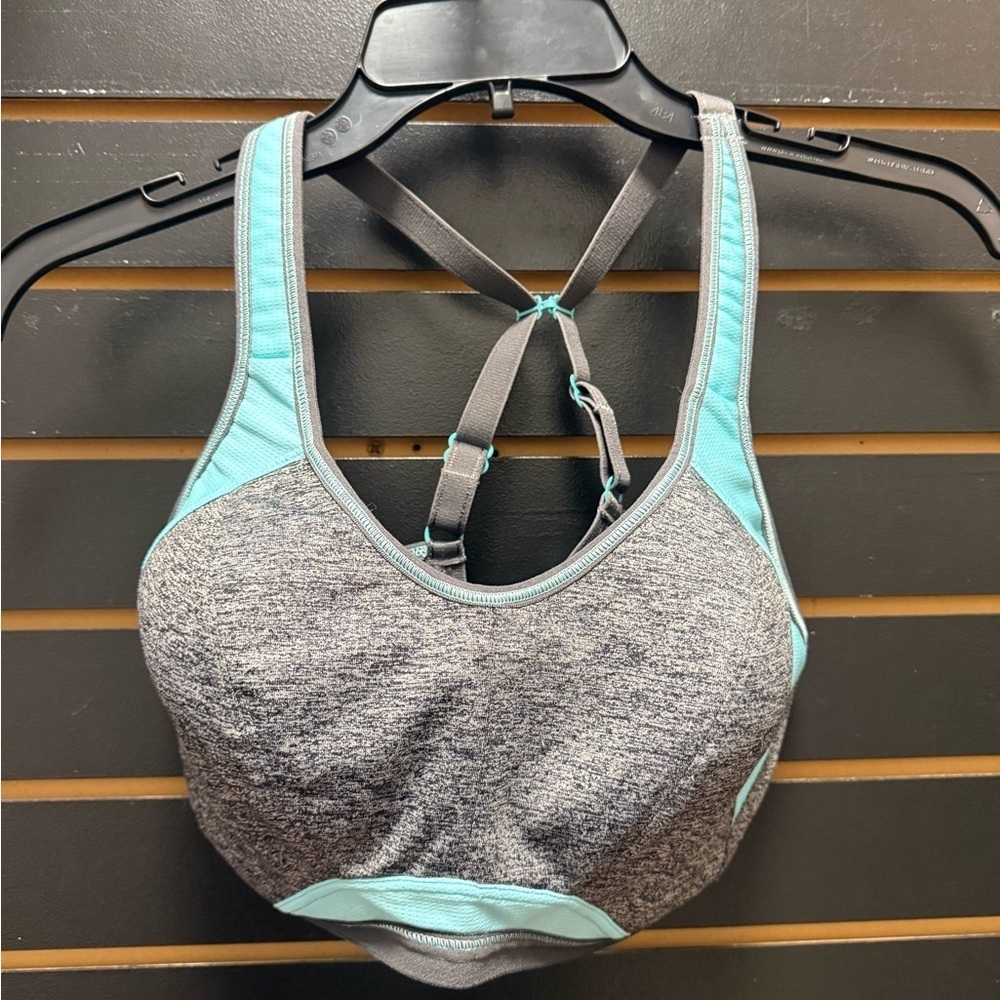 Freya AA4004 Epic Underwire Sports Bra Crop Top 34DD Gray Blue